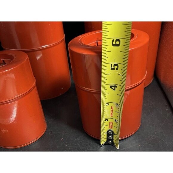 Vintage 70s Style Metal Nesting Canisters Set 4 Mid Century Macy's Cellar - Picture 11 of 15